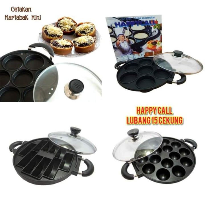 HAPPY CALL Cetakan Kue 8 Lubang 7 Datar 15 Pukis 4 MARTABAK MINI MANIS LUMPUR Apem Snack Maker-1
