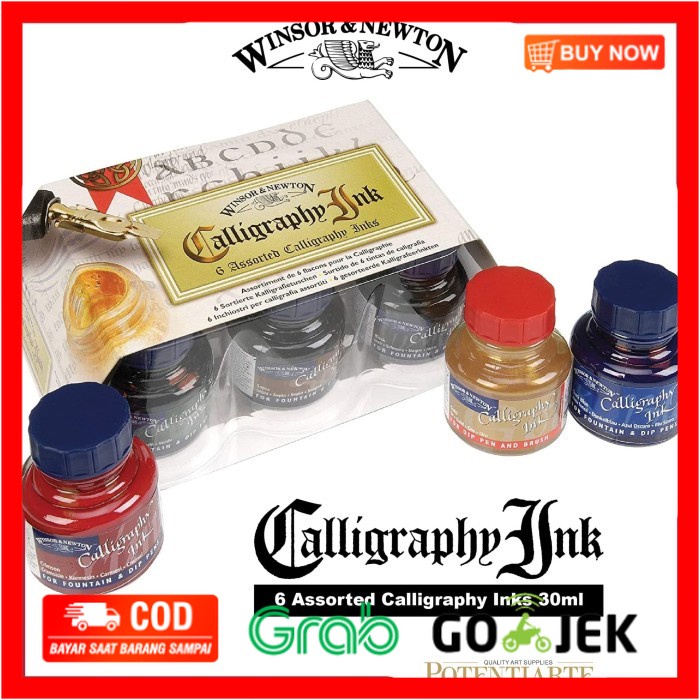 

(BISA COD) Tinta Kaligrafi Winsor & Newton Set 6 Calligraphy Ink