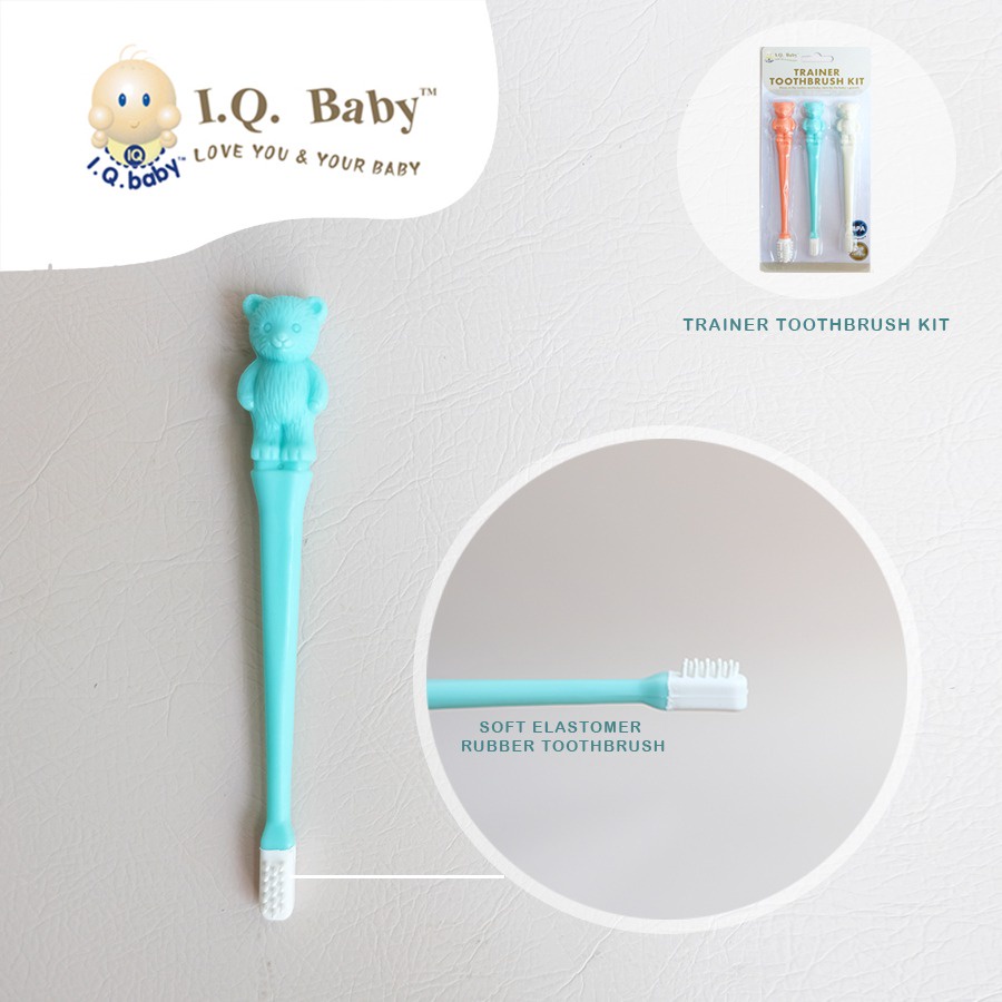 I.Q. BABY Sikat Gigi Bayi dan Anak bentuk Beruang isi 3pcs - 3pcs Bear Shape Training Toothbrush