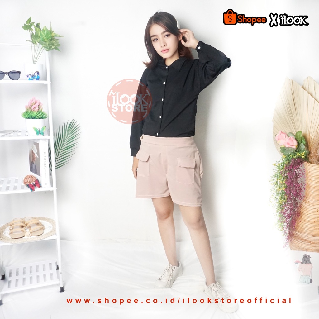 ilook | Moji Pant | Celana Pendek Moji | Celana Pendek Wanita | Celana Korean Style Bahan Crepe