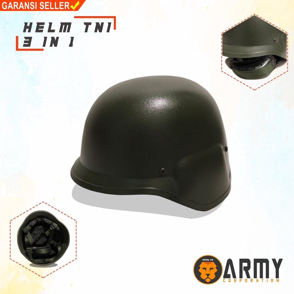 helm tempur TNI 3in1 hijau army