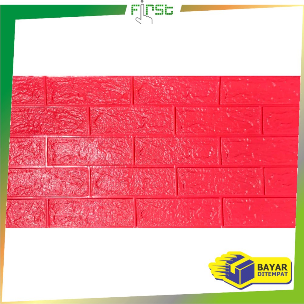 *COD* FH-C206 Wallpaper Dinding Foam 3D Kecil Motif Batu Bata/Walpaper Stiker Dinding Dekorasi Kamar-Batu Bata MERAH