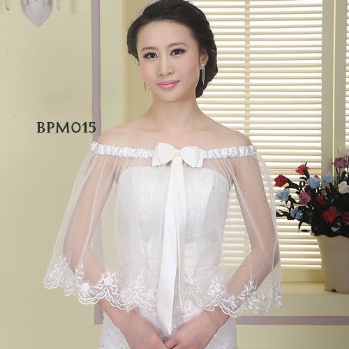 Set Bolero Lace Brukat Gaun Pesta Pengantin Wanita Putih Bpm015