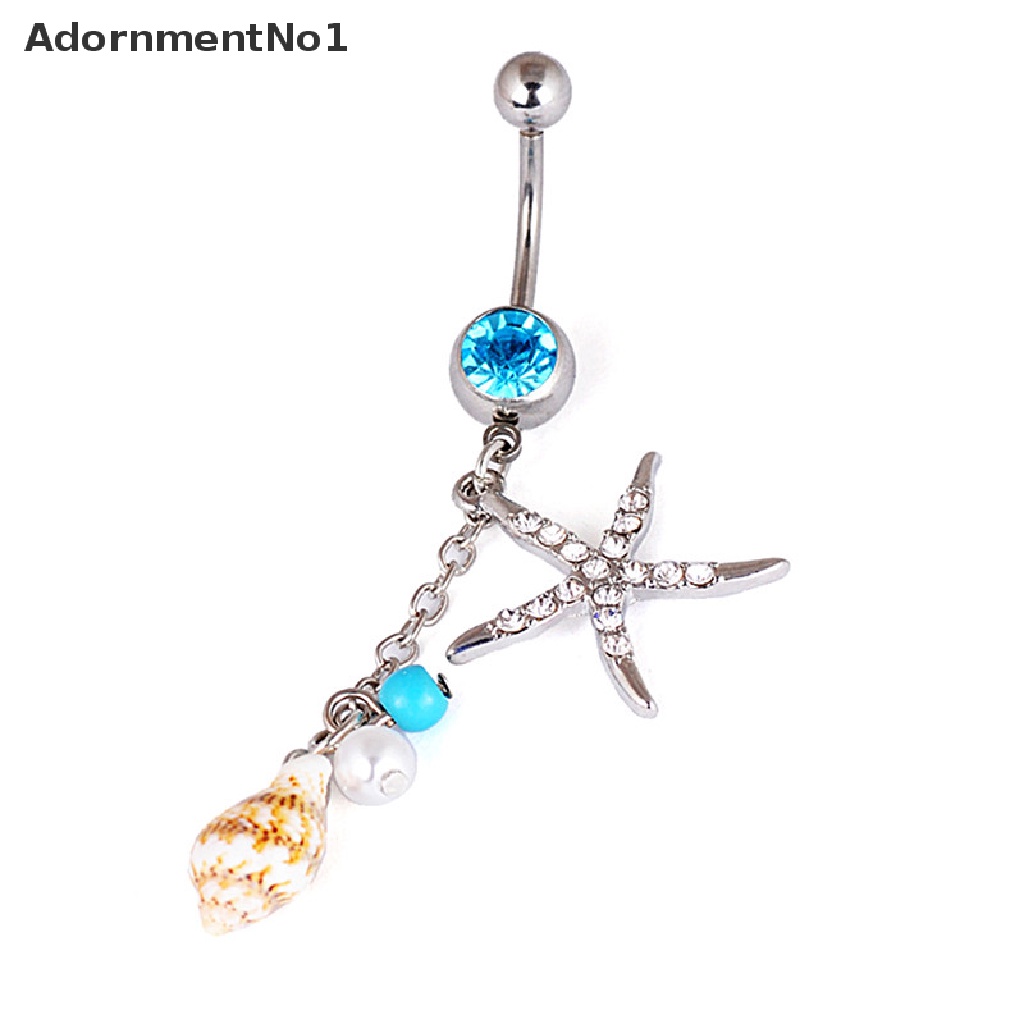 (AdornmentNo1) Anting Tindik Perut / Pusar Bahan Surgical Steel Desain Bintang Laut / Keong Hias Kristal Untuk Wanita