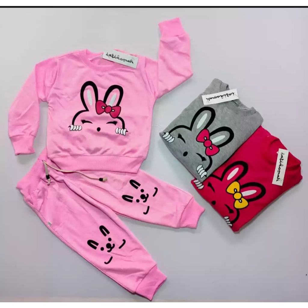 setelan sweater jogger anak motif RABBIT 1-9thn