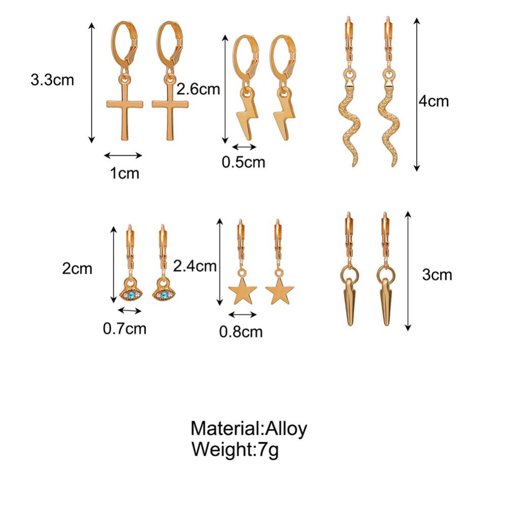 Timekey 9 Pasang / Set Anting Tusuk Desain Mata Petir Hias Berlian Imitasi Untuk Wanita A8K6