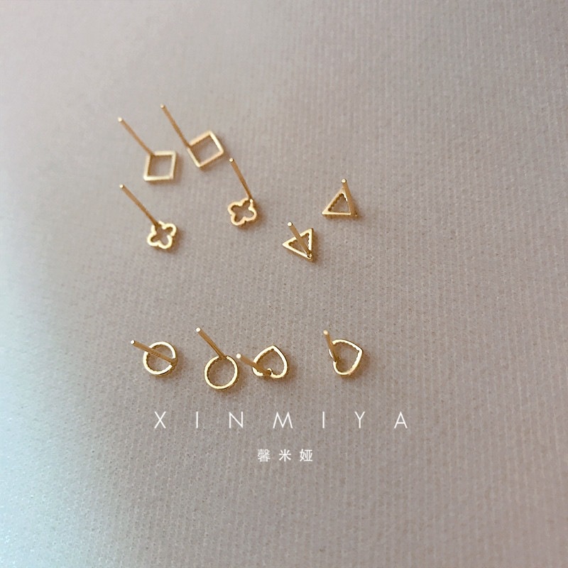 2022 Anting Tusuk Gantung Desain Geometri Mini Gaya Korea / Simple / Pelajar / Pasangan Untuk Wanita