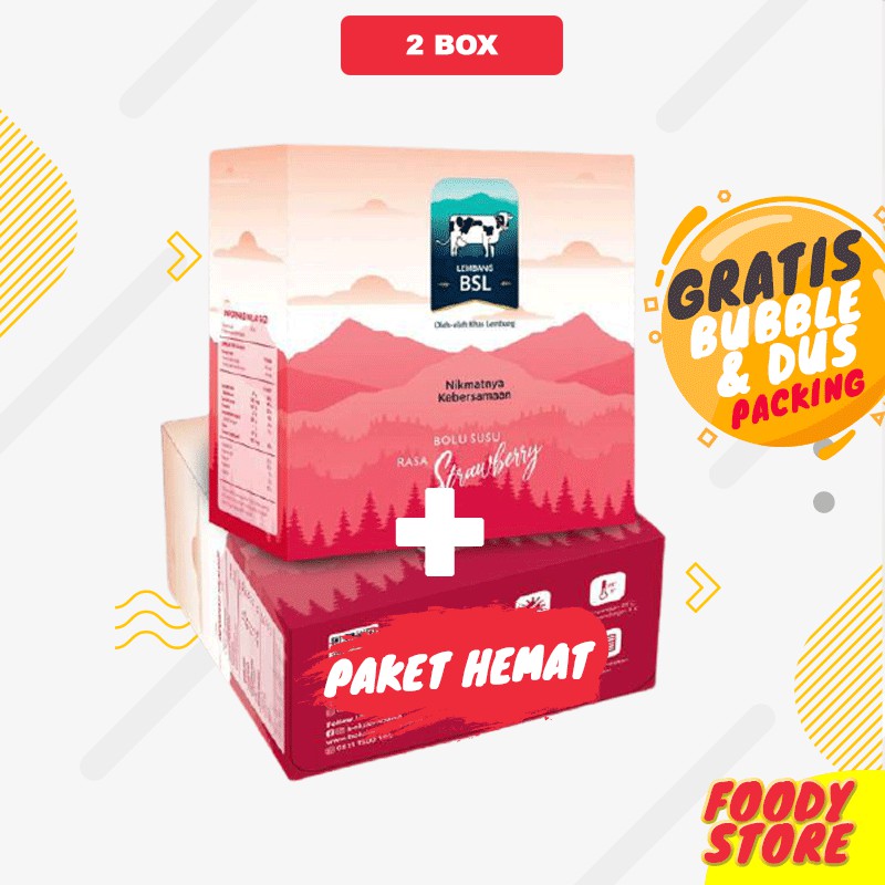 PO Paket 2 box BSL mini strawberry bolu susu lembang mini stroberi topping keju bolu Bandung best
