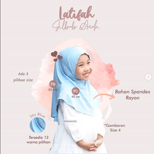 JILBAB ANAK 2-6 tahun - Fanisachic Latifah Hijab Anak kerudung Polos Hijab fanisa chic bahan adem