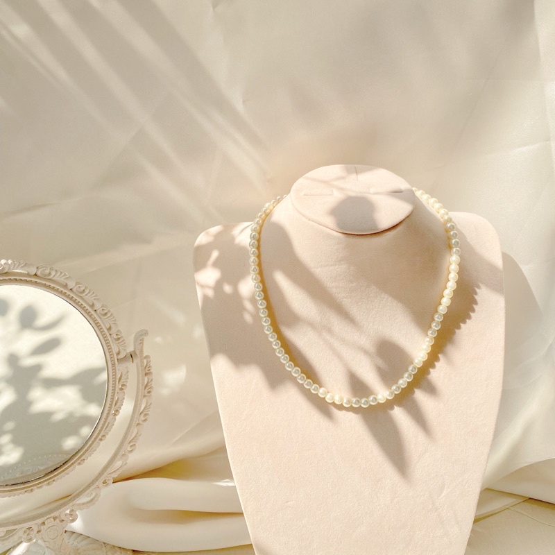 BASIC PEARL Necklace 6mm / kalung mutiara hijab / choker (HN003)