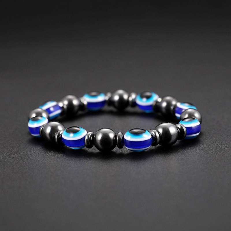 SIY  Magnetic Bracelet Blue Evil Eye Hematite Stone Therapy Health Care Bangle Unisex