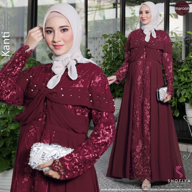 KANTI DRESS BRUKAT ORI SHOFIYA || GAMIS PESTA SYARI