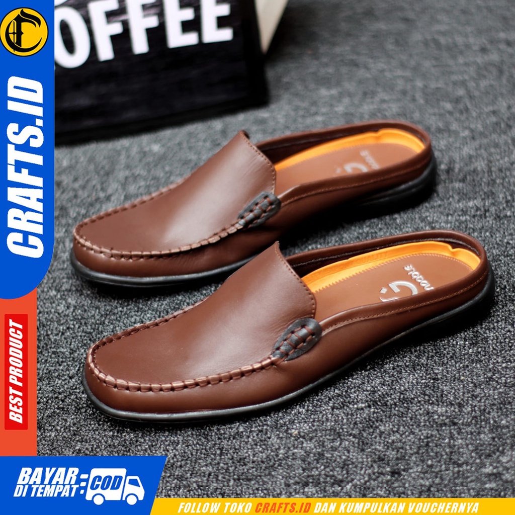 Crafts Kakaroto - Sepatu Sandal Bustong Casual Kulit Asli Pria