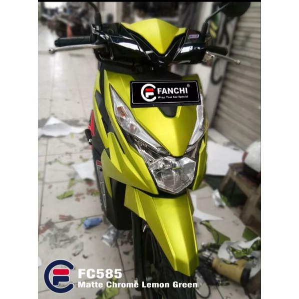 Sticker Fanchi FC585 Matt Chrome Lemon Green Metallic Metalik Doff Premium Wrap