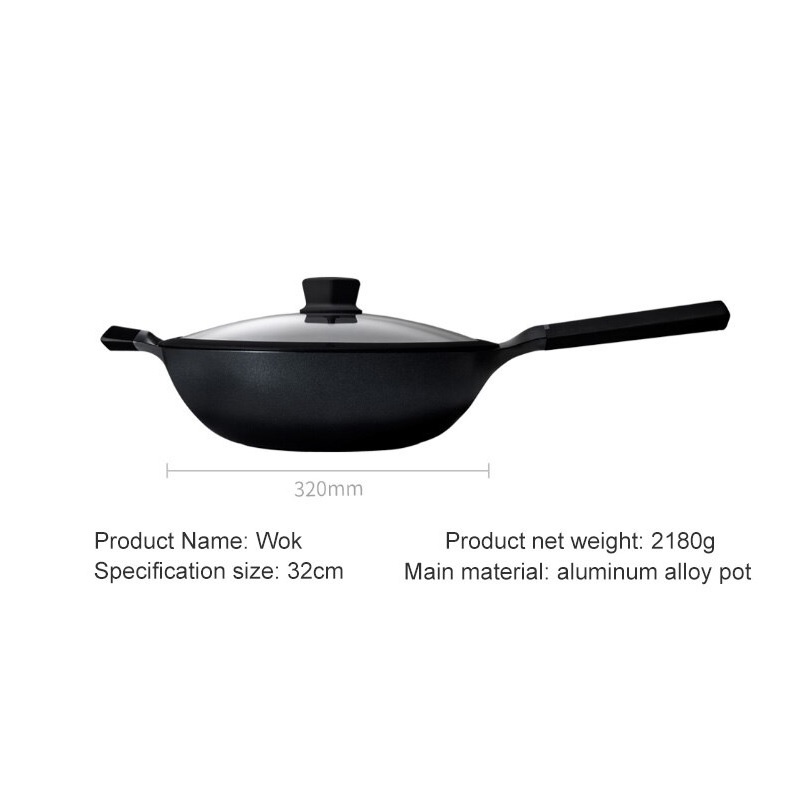 HUOHOU HU0069 - Non-Stick Cookware Wok Pan 32cm - Panci Anti Lengket 32 cm