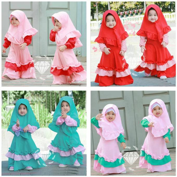 Gamis Anak Balita Ak Milova Matt Moscrepe Muat 2-4Thn - Pink Merah