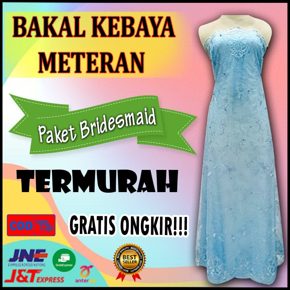 Bahan bakal brukat tile mutiara baju kebaya kurung melayu meteran