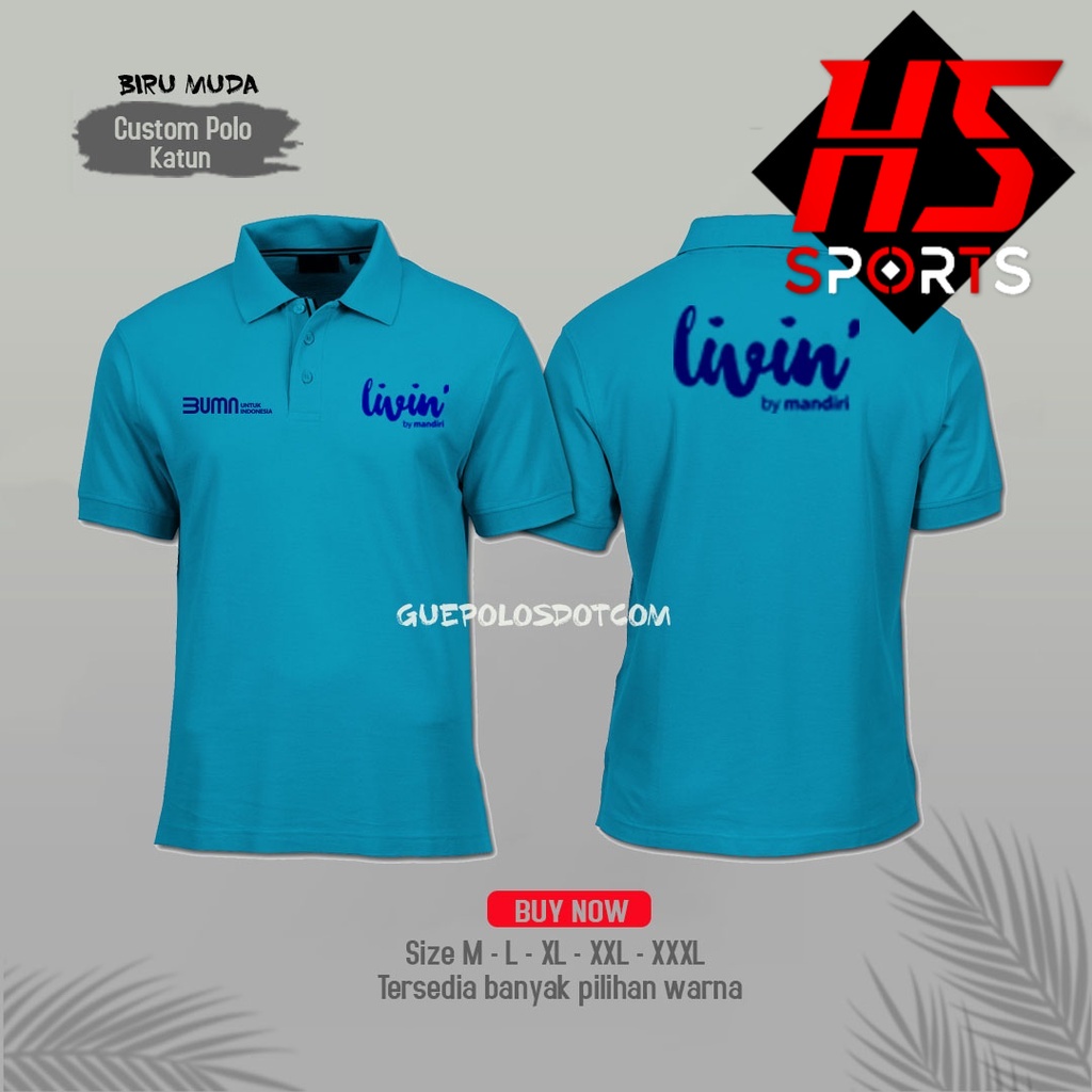 polo livin by mandiri - depan logo LIVIN BUMN belakang LIVIN MANDIRI - Poloshirt livin by mandiri - BAJU kerah livin mandiri terbaru - Baju polo Bank Mandiri