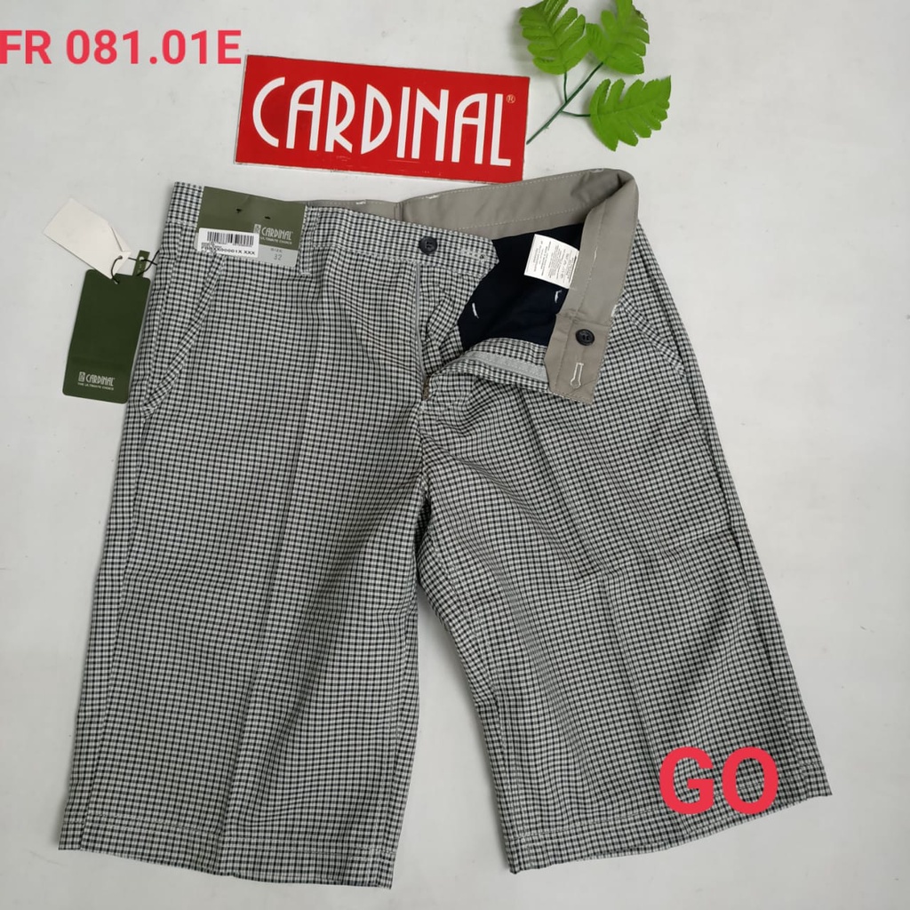 gof 32 CARDINAL FBBXX Celana Pendek Polos Stretch Kotak Motif Original Celana Santai Laki-Laki