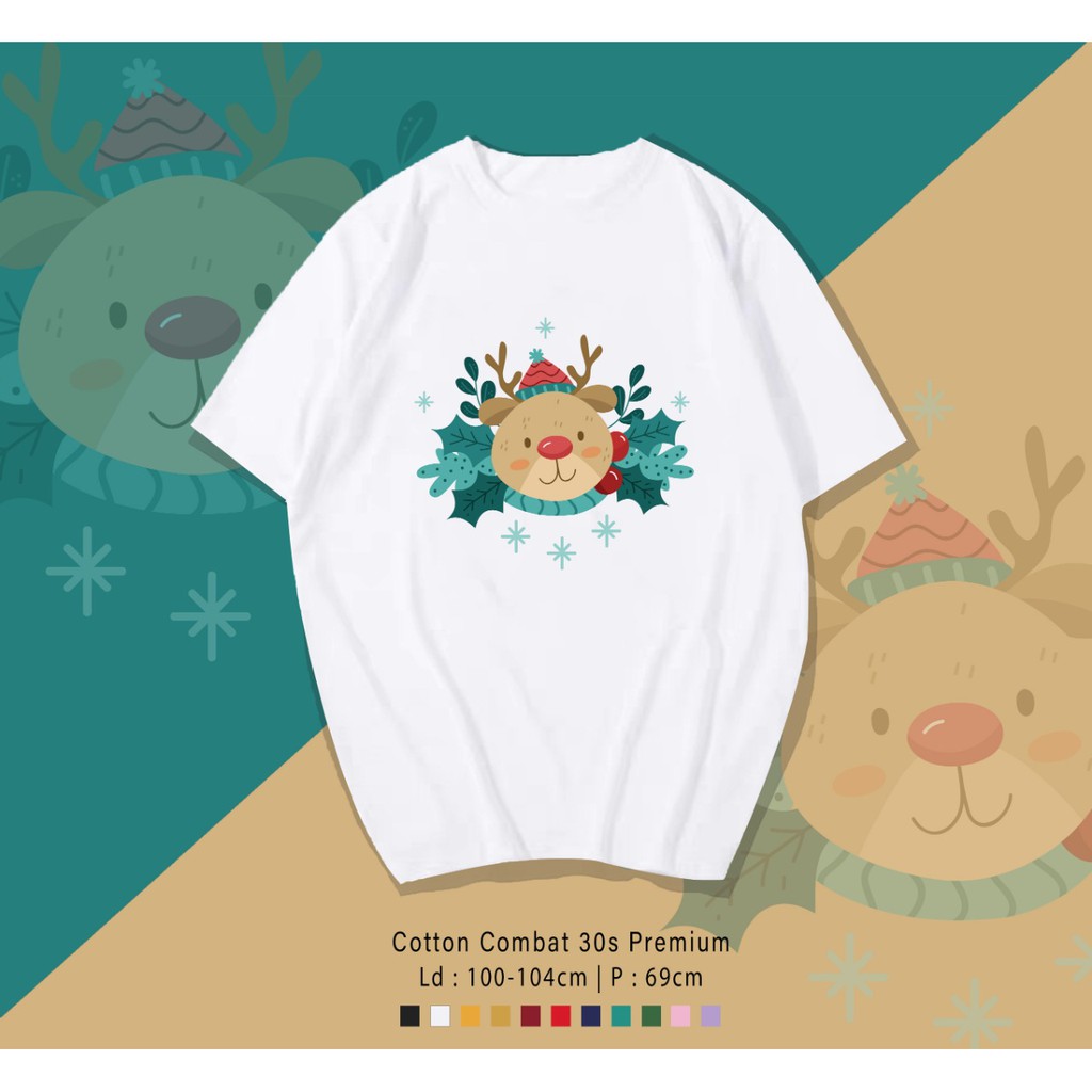 RUSA DAUN CHRITMAS EDITION / KAOS UNISEX CEWEK COWOK / OVERSIZE