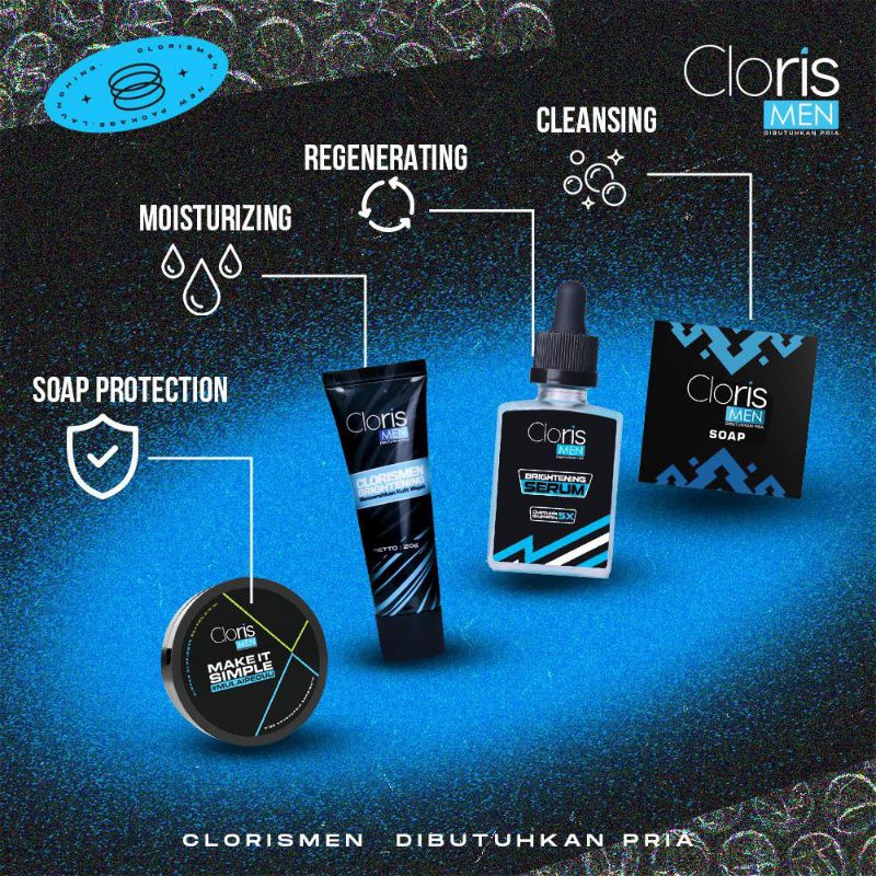 Paket Cloris Men Soap Sabun Wajah Pria Clorismen Acne Brightening Series Perawatan &amp; Treatment Kulit Sensitif Cuci Muka Penghilang Jerawat dan Bekas Jerawat Cream Pelembab Wajah Pria