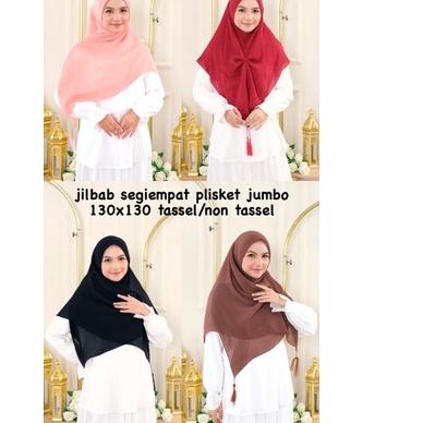 HIJAB SEGI EMPAT PLISKET JUMBO 130x130 / BELLA PLISKET JUMBO bisa  ✓
