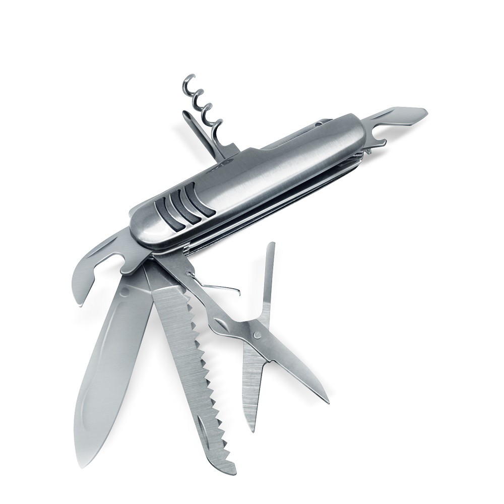 KNIFEZER Pisau Swiss Pocket Army Knife EDC Multifungsi 11 in 1 Silver