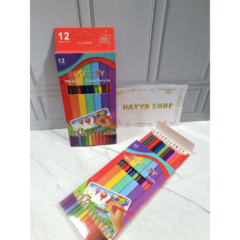 pensil warna murah/color pencils 12warna dan 24warna-12Warna PANJANG