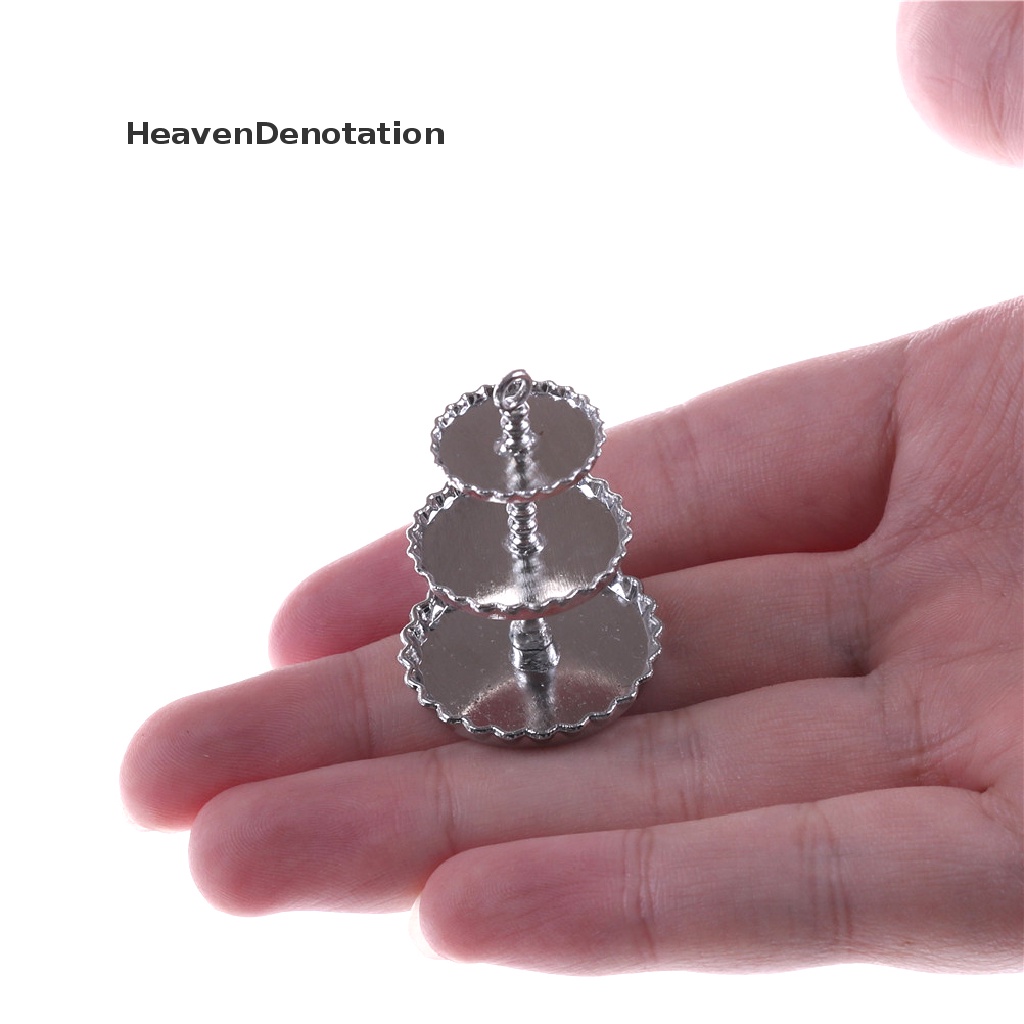 (Heavendenotation) Miniatur Stand Rak Snack / Dessert 3 Tingkat Bahan Metal Untuk Aksesoris Rumah Boneka 1 / 12