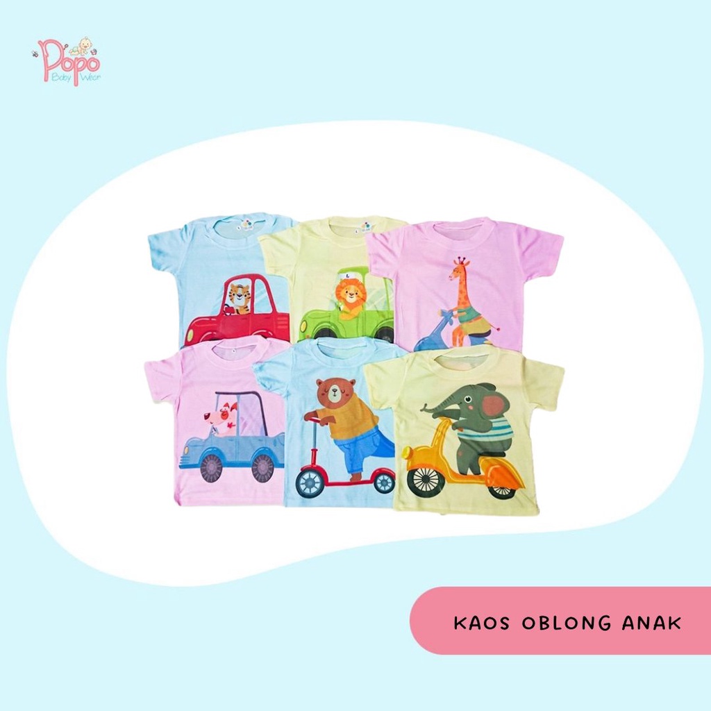 6pcs KAOS Oblong/ Setali Anak (putih/warna)