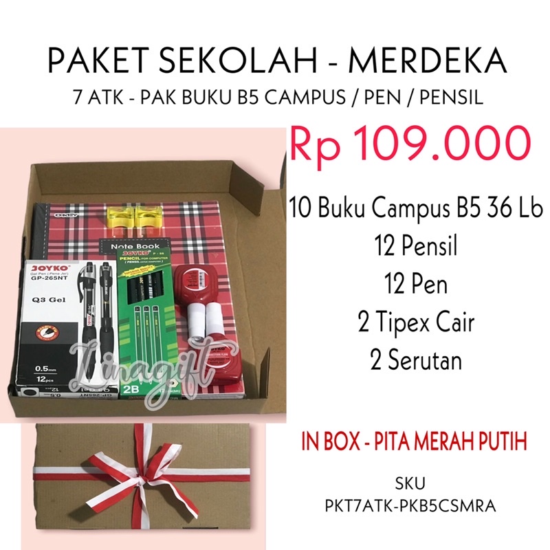 ( Set Sekolah Merdeka ) HADIAH LOMBA 17 AGUSTUS  DIRGAHAYU HUT RI / ALAT TULIS SEKOLAH LENGKAP