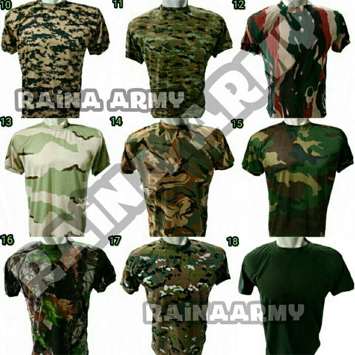 kaos pendek polos loreng TNI AD TNI AU PRAMUKA DAN UMUM - Loreng, All Size