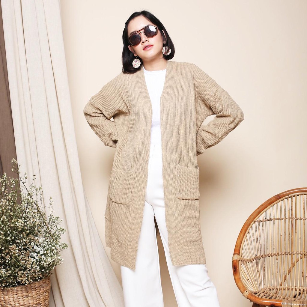 Bae Cardigan Rajut oversize Panjang LONG KNIT jumbo big size Long oversize Size XL-XXL