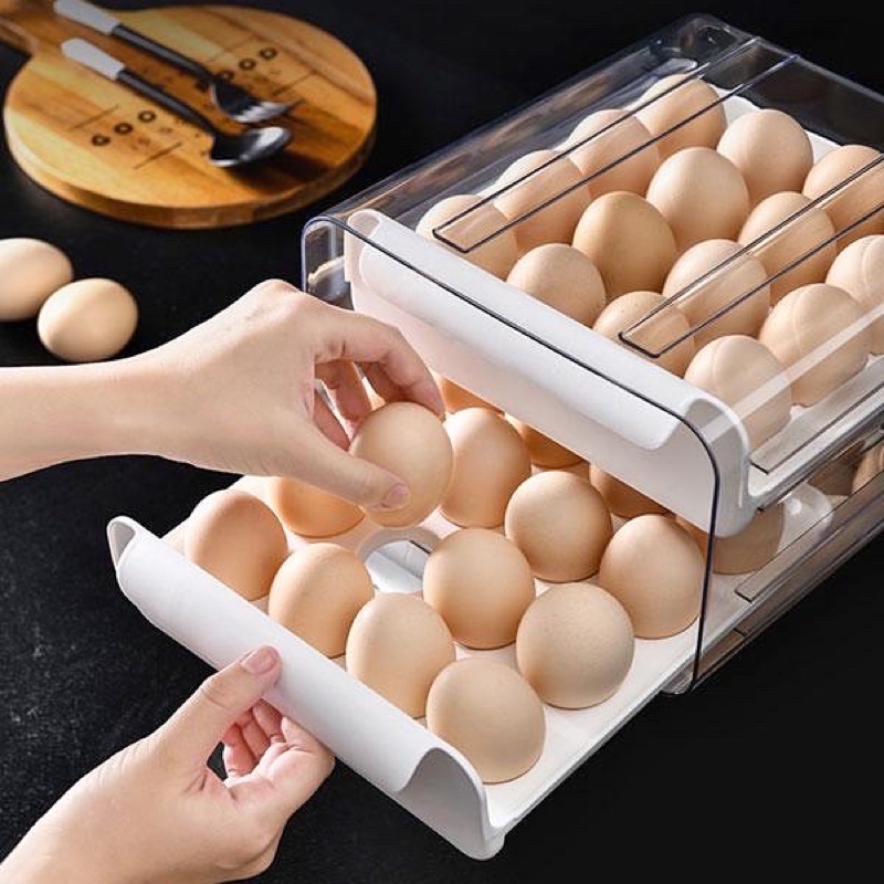 Box telur 2 susun / tempat telur laci transparan