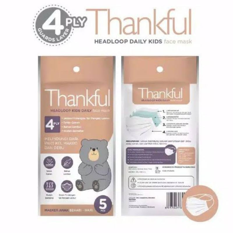 Thankful Masker kids 4ply isi 5pcs