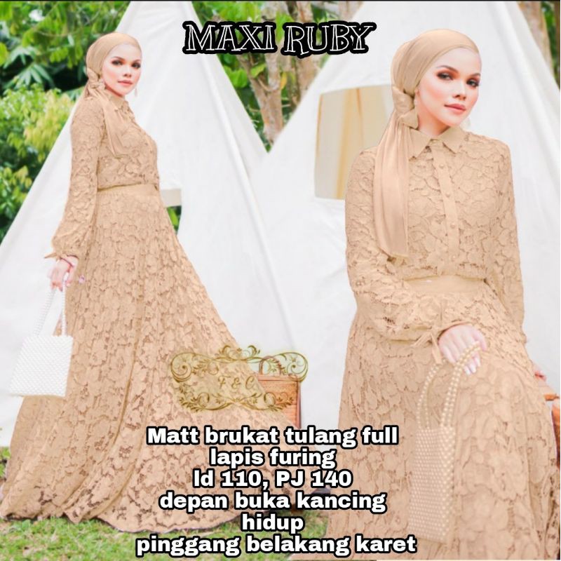 MAXY RUBY, BRUKAT PREMIUM FURING, GAMIS HIJAB MUSLIM, MAXY DRESS