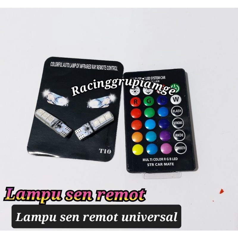 Lampu LED T10 Mobil Motor RGB 6 Titik Mata Jelly 5050 SMD 16 Warna + Remote Gel Sein Sen Rem Mundur