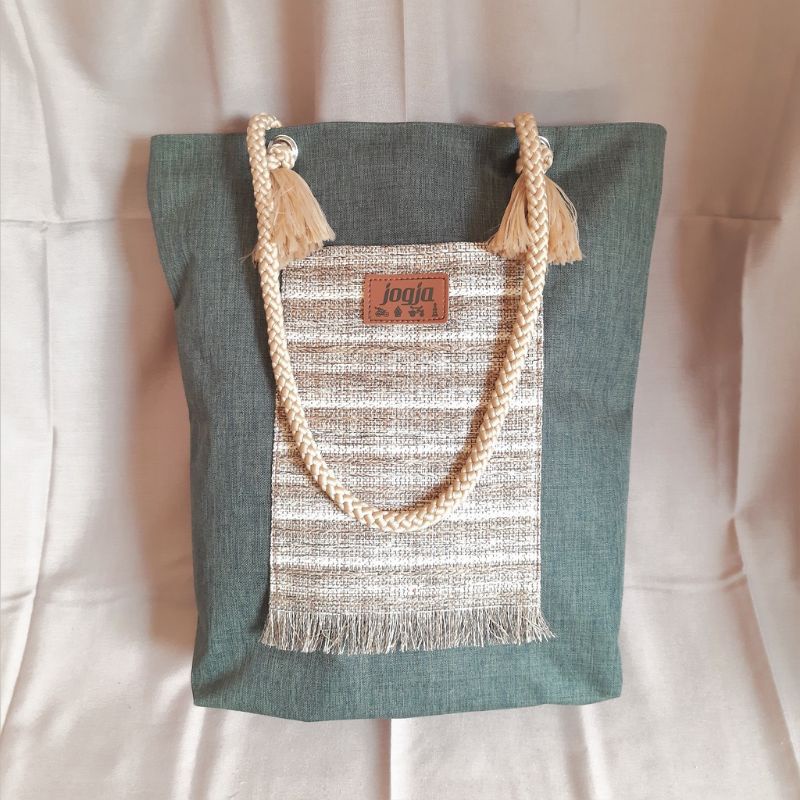 ToteBag tali sumbu / totebag polos tali sumbu / totebag wanita resleting bahan denim tebal tali sumb