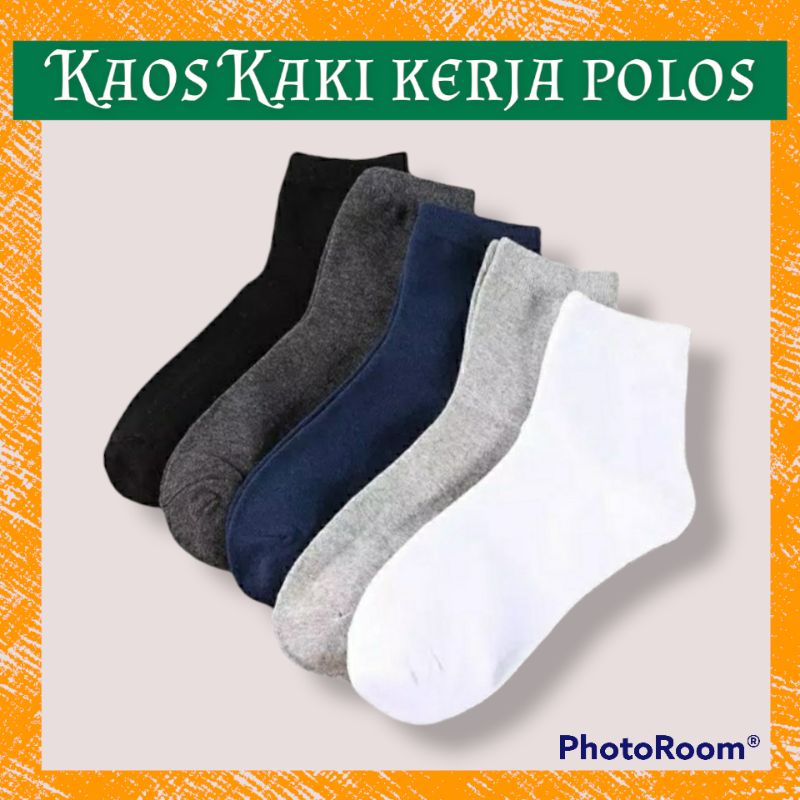 TERMURAH KAOS KAKI PENDEK POLOS PRIA WANITA DEWASA KAOS KAKI KERJA 3/4 MEN POLOS