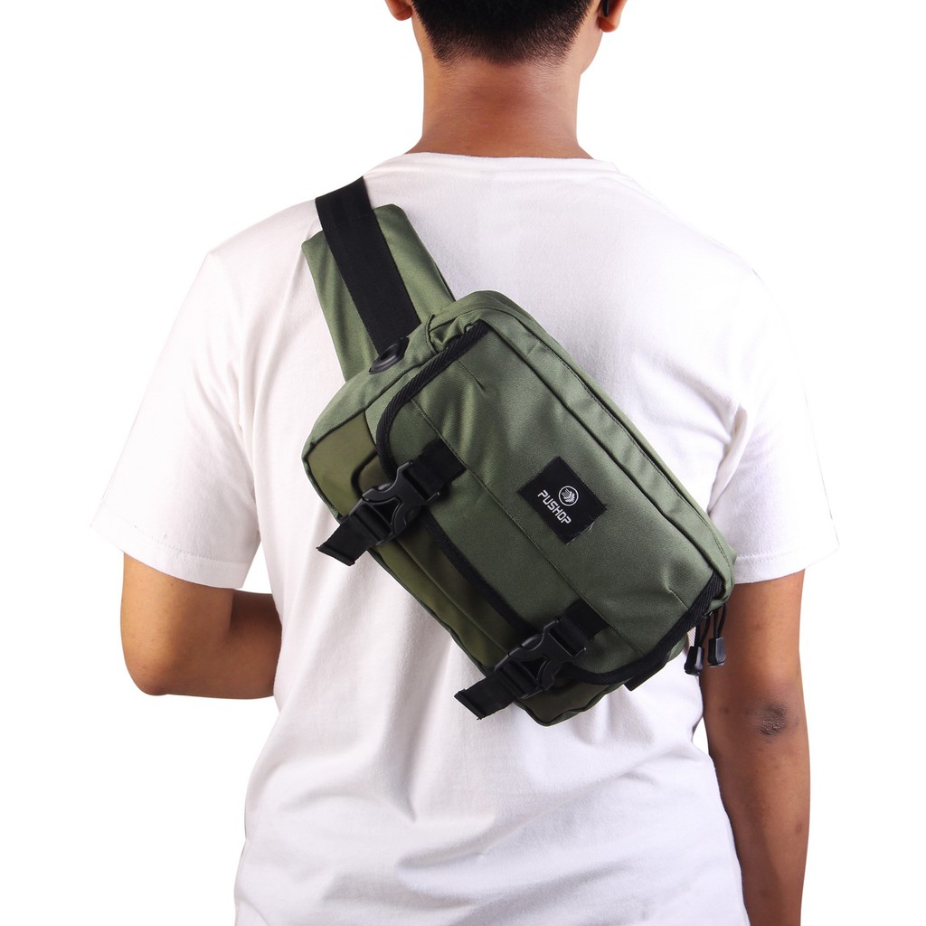 Tas Selempang Pria // Waistbag Bandung // Tas Pushop Straight PUSHOP AUTHENTIC