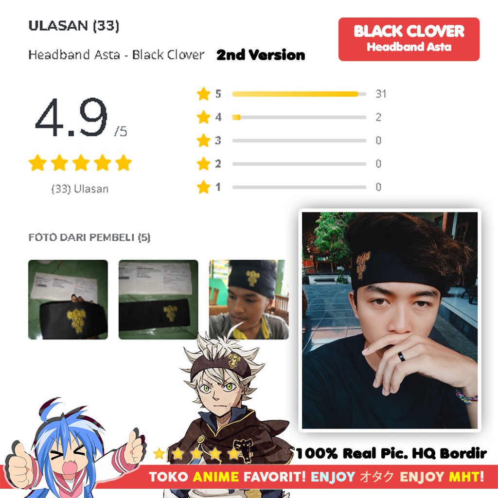 Headband Asta - Black Clover Ikat Kepala