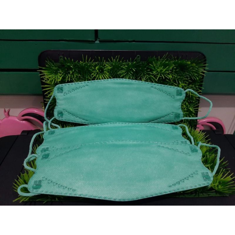 MASKER KF94 WARNA HIJAU TOSCA PROMO 5 PACK ISI 50 PCS KEMASAN PLASTIK