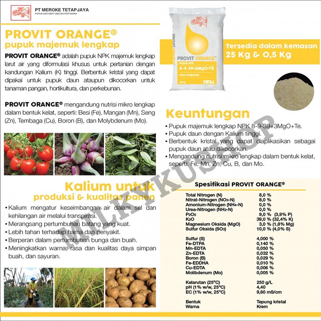 PUPUK MEROKE PROVIT ORANGE NPK 500 GRAM KEMASAN PABRIK NPK DAUN