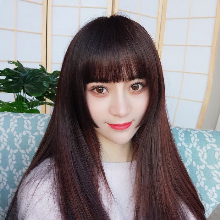 PJ poni clip japan bob hair full bang hair klip extension rambut palsu - Light Brown