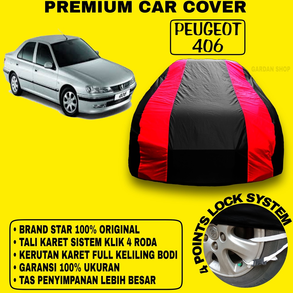 Body Cover PEUGEOT 406 Sarung Strip MERAH Penutup Pelindung Bodi Mobil Peugeot 406 PREMIUM Red Cover