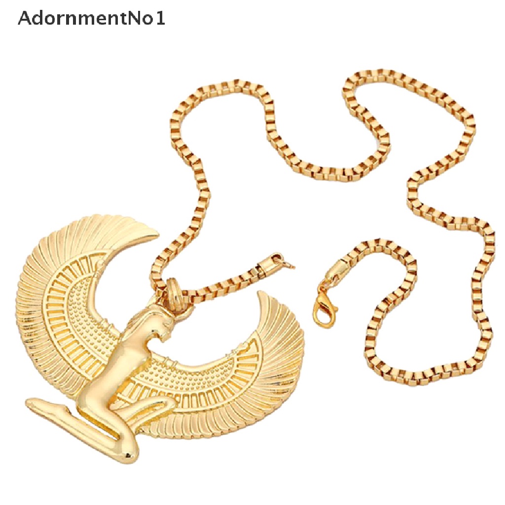 (AdornmentNo1) Kalung Rantai Dengan Liontin Burung Horus Mesir Bahan Metal Warna Emas