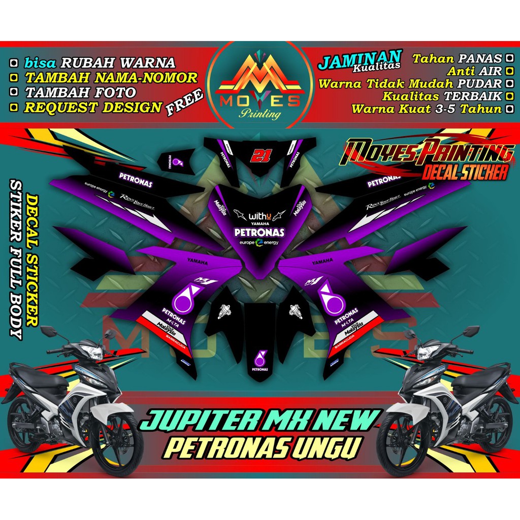 Decal Jupiter Mx 135 Petronas Ungu Full Body / Sticker Jupiter Mx 135 New - spec C