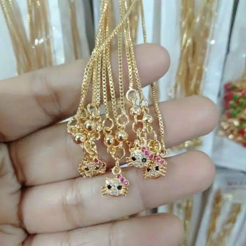 Perhiasan Kalung Emas Motif Kepala Hello Kitty ( Import Anti Karat Xuping Untuk Anak )