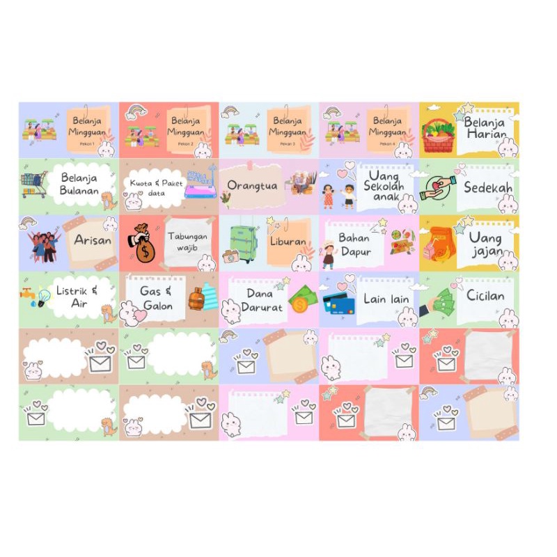 

Isi 30 pcs / Stiker dompet pengatur keuangan/ Stiker dompet pintar/ dompet organizer