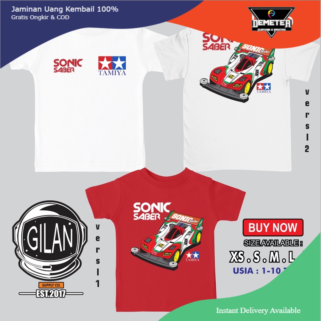 Kaos Baju Anak SONIC SABER TAMIYA Kaos Anime Lets & GO - Gilan